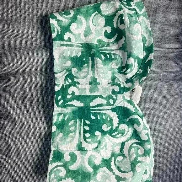 Alexis Isola Printed Bustier Small S Sage Cropped Top Strapless Sweetheart linen - Picture 8 of 9